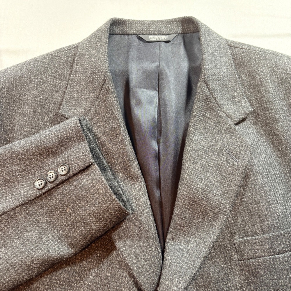 Executive Collection Tweed Blazer Mens 48R Gray Suede Elbow Patch Sport Coat USA